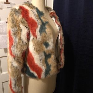 Multicolored tan faux fur